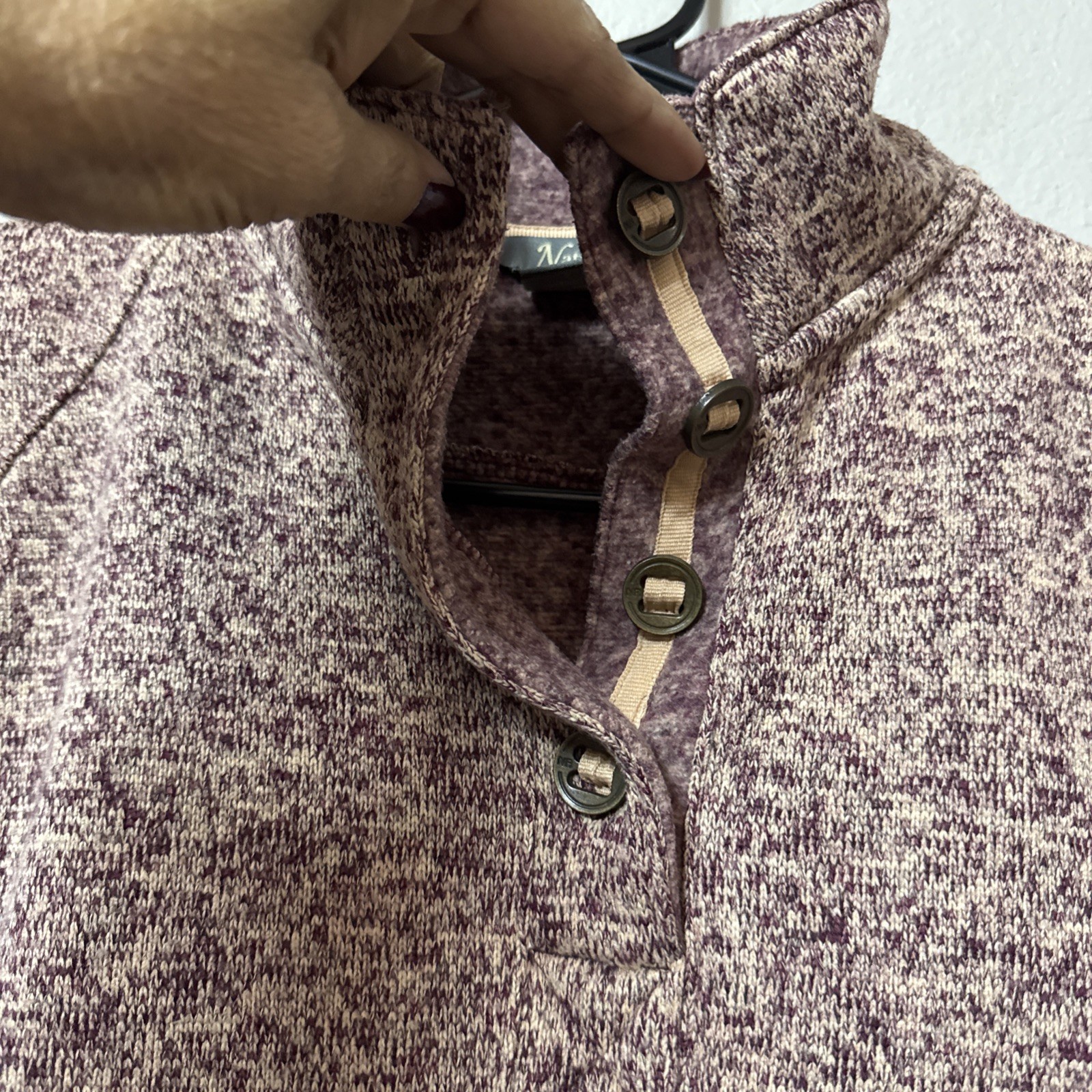 RB23 Natural Reflection button Collar fleece pull… - image 2