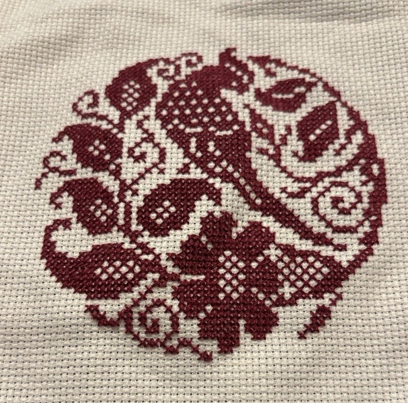 completed cross stitch Bird and floral