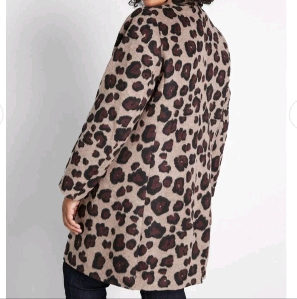 Modcloth Women City Savvy Leopard Print Wool Peacoat Small NWT - Image 2 of 4