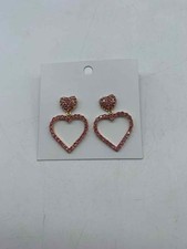 Pink Heart Pierced Drop Earrings