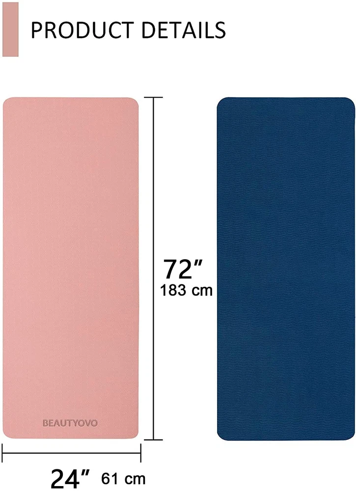 Extra Thick 1/3 Inch Non-Slip Yoga Mat with Strap Professional Double-Sided