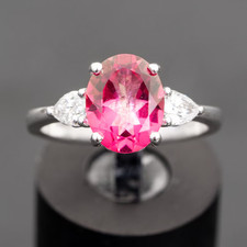 3.50 Ct Natural Pink Topaz & Diamond Engagement Ring 925 Sterling Silver Sz 6.5