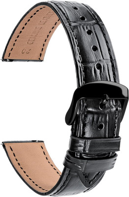 Extra Long Watch Band - XL XXL Leather Watch 22mm Black/Black Clasp