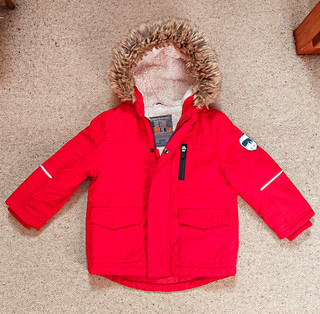 Baby Boy Red Parka Jacket Coat Waterproof Teddy Fleece Lined Warm 2 3 Y