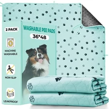 Fostanfly Washable Pee Pads for Dogs, 2 Pack Large 36"x48" Ultra-Absorbent and