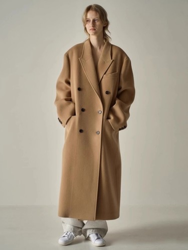 Women 90% Wool 10% Cashmere Very Long Trench Coat Overcoat Loose Double Breasted