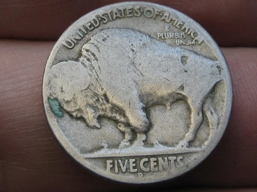 1914 D Buffalo Nickel 5 Cent Piece- Denver, Good Reverse Details