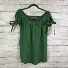 Lulus Al Fresco Evenings Olive Green Off-the-Shoulder Dress Size Large