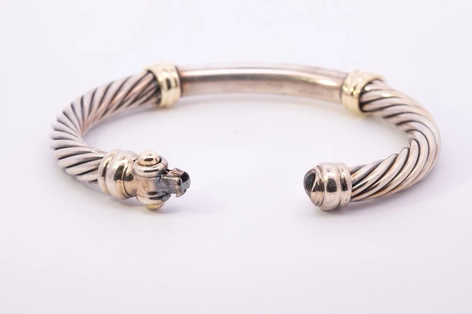 Brazalete David Yurman Plata Clásico Cable Oro 14k .925 Mujer Metro Foto 3 de 4