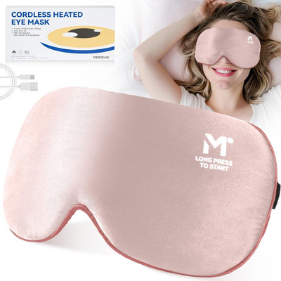Silk Cordless Heated Eye Mask, Washable Heat Eye Compress for Dry Eye Electric E