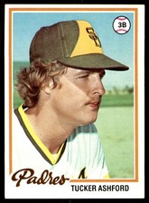1978 Topps #116 Tucker Ashford Rookie San Diego Padres RC Card. rookie card picture