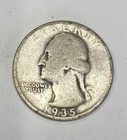 1935 D Washington Quarter 25c Denver 90% Silver US Coin