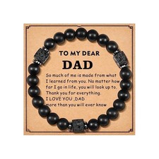 Dad Gifts Bracelet from Daughter Son, Daddy Fathers Day Gifts for Father Blac...