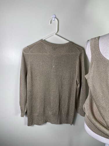 Talbots Damen hellbraune Strickjacke und Pullover Set Gr. XL Metallic Mischung kleiner Fehler - Bild 6 von 9