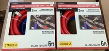 NEW 2 Boxes Of 2pk EVERBILT 6’ High Efficiency Washing Machine Supply Lines B123