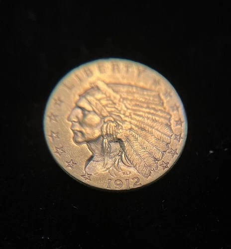 1912 U.S. $2.50 Gold Coin * Indian Head / Quarter Eagle AU ++