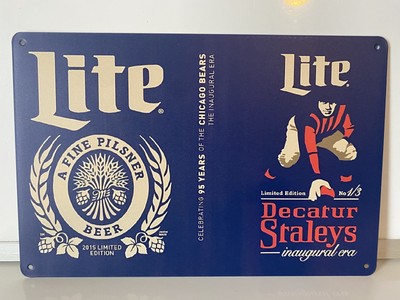 Miller Lite Beer Chicago Bears Aluminum Sign - High Life Genuine Draft