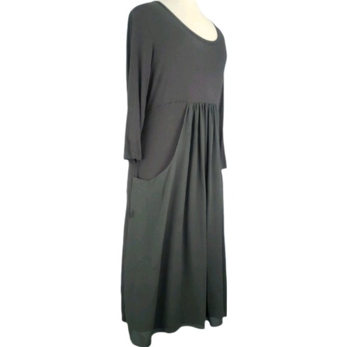LOGO By Lori Goldstein S Womens Dress 3/4 Sleeve Knee Length Apron Front Pockets - Picture 2 of 5