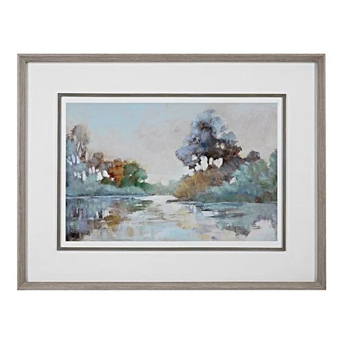 Uttermost Morning Lake Wood Watercolor Framed Print in Multi-Color - Picture 1 of 8