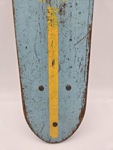 Skateboard vintage anni 60 Roller Derby Mustang 15 vernice blu con giallo 21”x5” - Foto 3 di 16