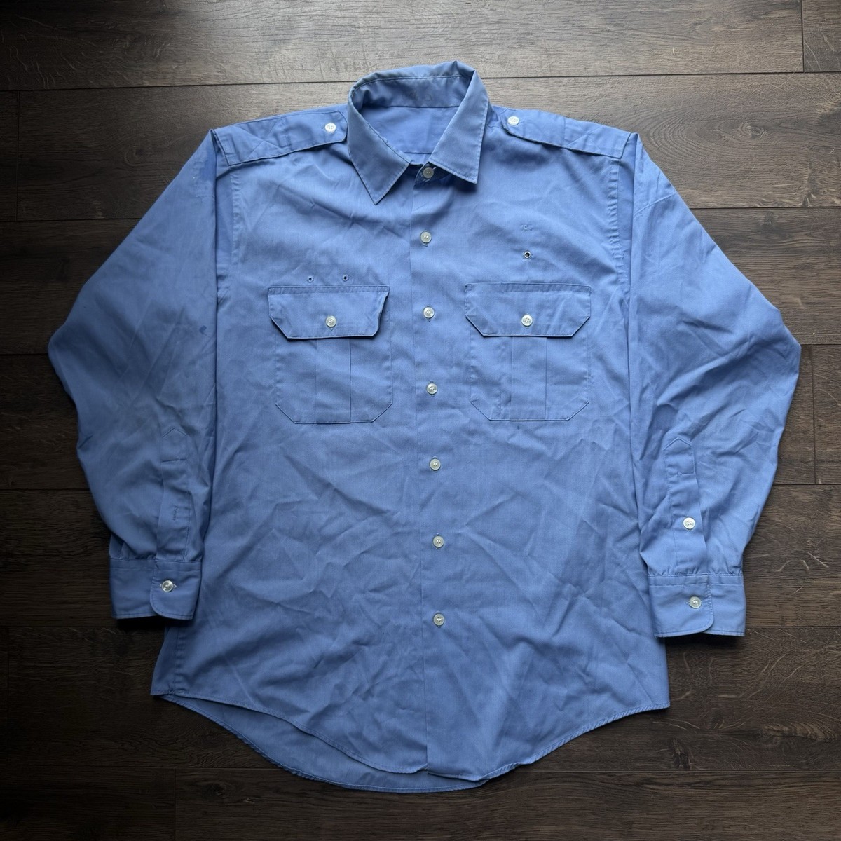 Vintage 1980s Chicago Police Department Long Sleeve Uniform Shirt 
