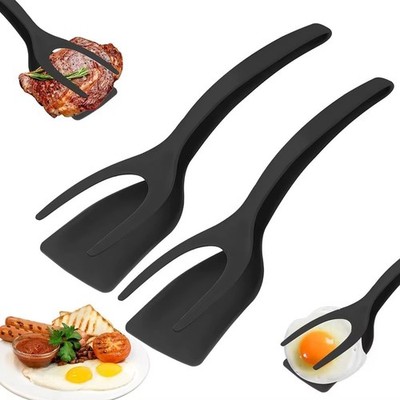 2 in 1 Grip Flip Spatel Zange Antihaft Nylon Pfannkuchen Ei Fisch Wender