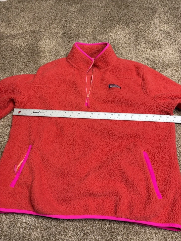 Suéter Pullover Vineyard Vines Para Mujer Rojo Sherpa Peluche Cuarto Cremallera Talla XL Foto 4 de 4