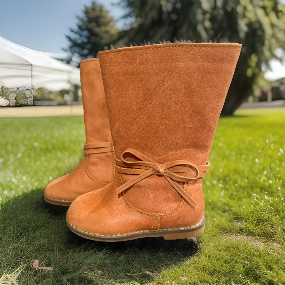 Monkey Feet Unisex Niñas Botas Zapatos 2-3 Y Cuero Marrón Foto 2 de 4