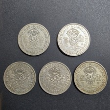 1939 - 1943 GB George VI Silver 5 Coins Two Shillings (Florin)  Great Britain 