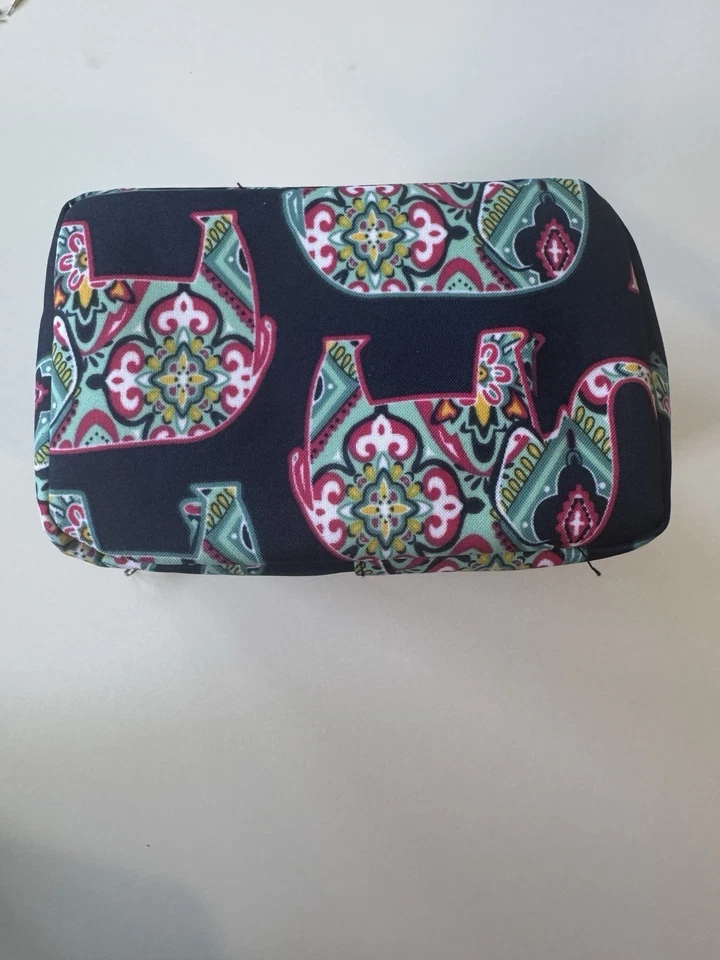 NUEVO organizador de bolsa de cosméticos de viaje almacenamiento de maquillaje elefante bohemio, azul marino Foto 4 de 4