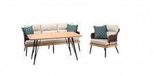 Mobili da giardino beige giardino rattan set tavolino poltrona divano 3 posti 3 pezzi