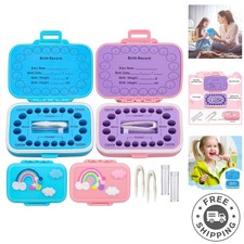 Charming Baby Teeth Keepsake Box - Blue  Pink Tooth Holder for Kids