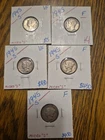 5 High Quality 1945 Micro S Silver Mercury Dimes