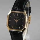 SEIKO 1981 Vintage 6030-5440 Men's Watch Gold 30mm New Battery New Leather Band