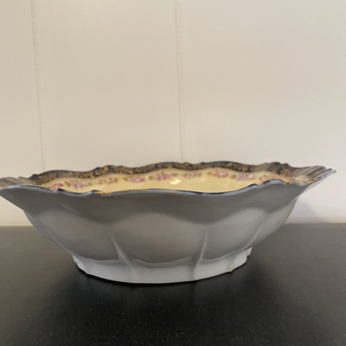 Royal Coburg Germany Cobalt Blue Rim Applied Floral 10" Round Serving Bowl - Picture 2 of 7