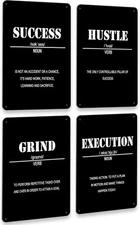 Drsoum Inspirational Office Wall Sign 12 x 8 Inch x 4pcs, motivational sign 