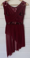 Afavom Lyrical Dance Dress Ballet Shiny Sequin Chiffon Ruby Red Women  s Sz M NWT