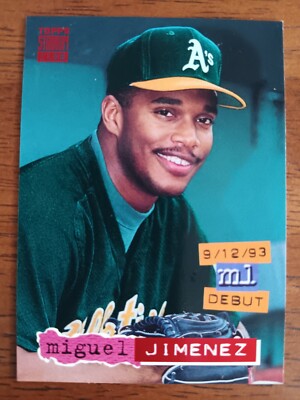 MIGUEL JIMENEZ OAKLAND ATHLETICS 1994 TOPPS STADIUM CLUB BASEBALL CARD #356