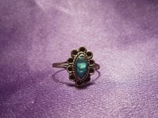 Vintage Sterling Silver Ring W/ Marquise Teal Stone