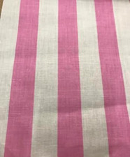 One Inch Stripe Poly Cotton Fabric Print Pink White 58" Wide SOLD BY THE YARD