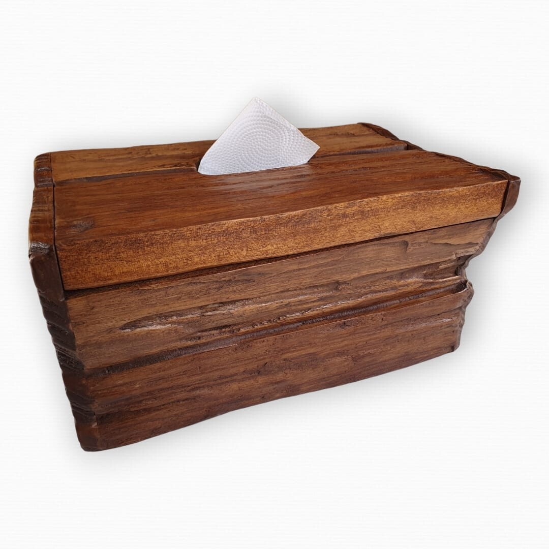 Teak Holz Taschentuch Box Tuchbox groß Massivholz Kosmetiktücher Spender Kiste
