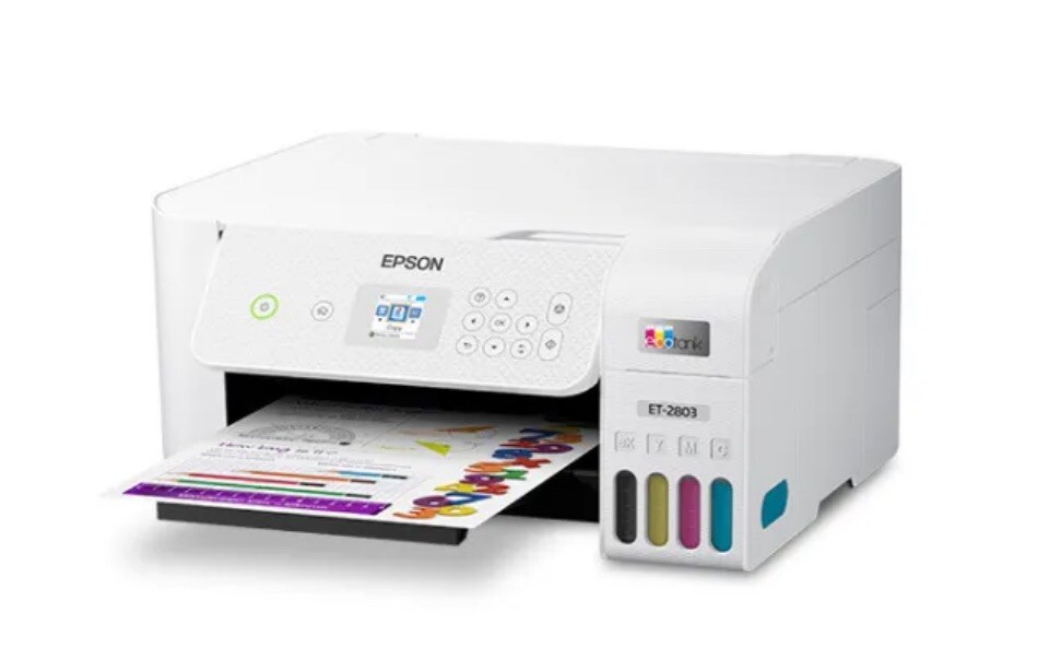 Epson ET2803 EcoTank Inkjet Printer, Copier, Scanner White eBay