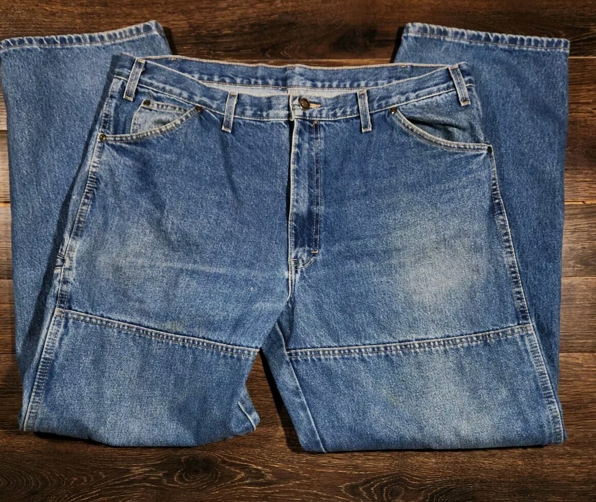 Mens 42X32 Vintage Dickies Double Knee Carpenter Denim Jeans