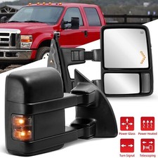 Pair Power Heated Tow Mirrors Turn Signal For 2008-2016 Ford F250 F350 F450 F550