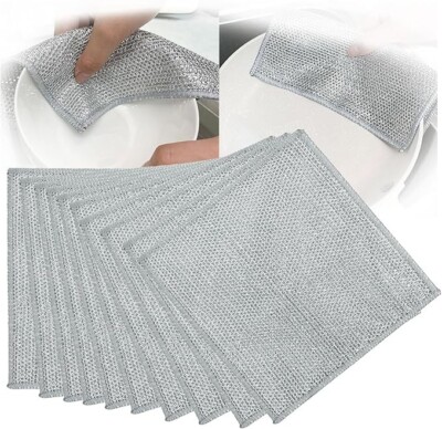 Non-Scratch Wire Dish Cloth, 15PCS double Layer Multipurpose Wire Dishwashing Ra