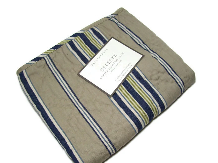 Pottery Barn Celeste Stripe Quilted Standard Pillow Cover Sham New - Image 3 of 4