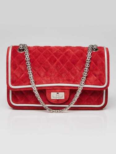 Chanel Red 2.55 Reissue Quilted Suede and Lambski… - image 1