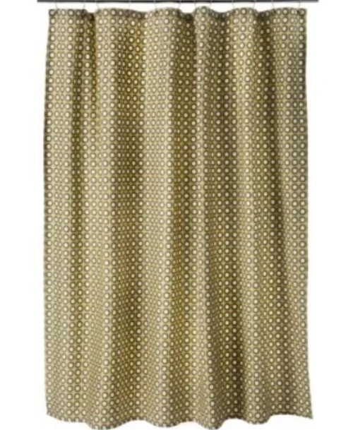 Cortina de ducha de tela de punto circular umbral marrón tostado Foto 2 de 2