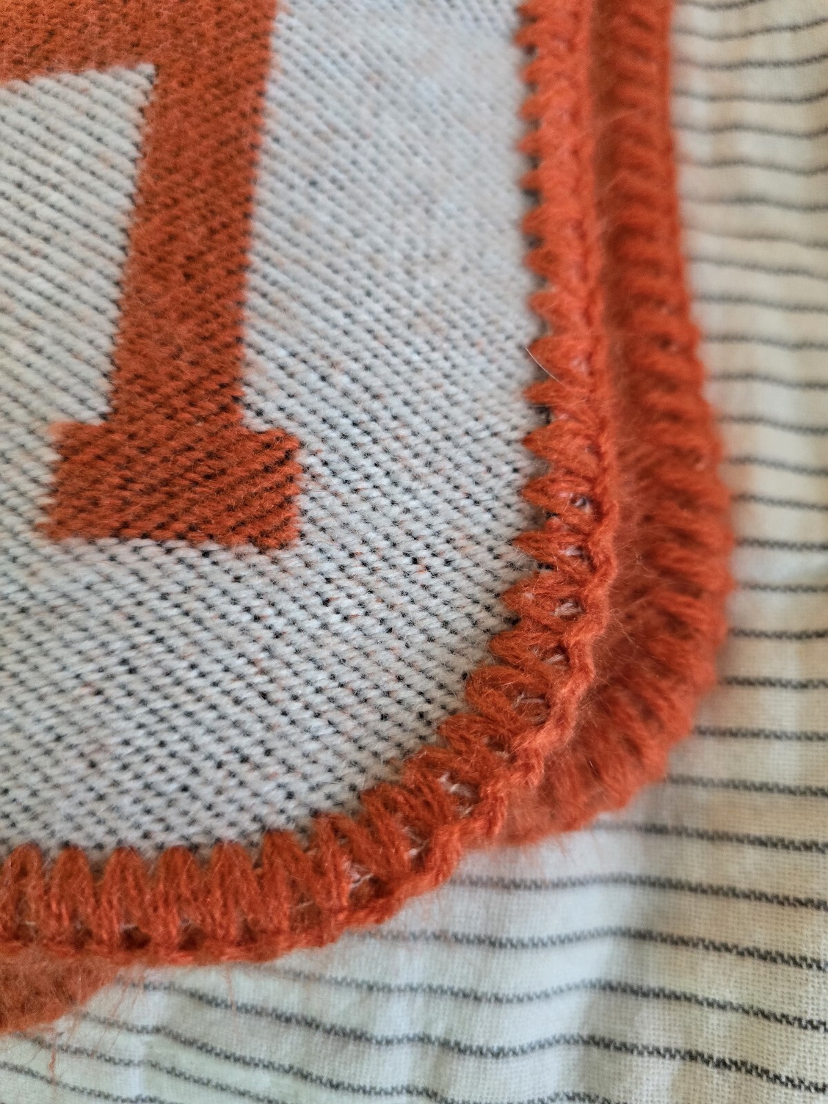 Hermes Inspired H Throw Blanket Orange & Cream