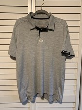 Oakley Shirt Mens Extra Large Golf Polo Short Sleeve Tailored Gray White Logo